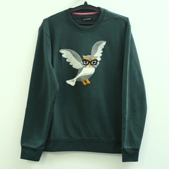BONOBOS Critter Supersoft Fleece Crew Sweater Embroidered Long Sleeve XL 283440 - Picture 1 of 7